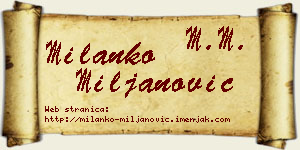 Milanko Miljanović vizit kartica